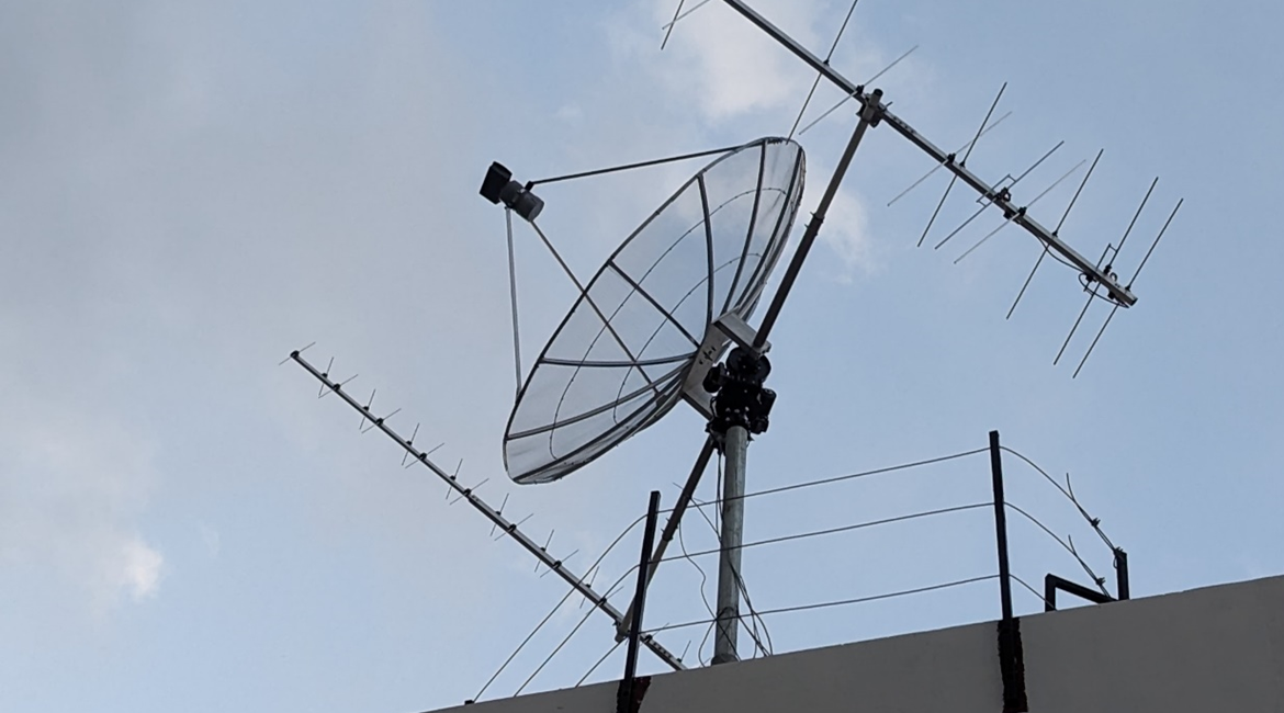 installed ground station mesh dish